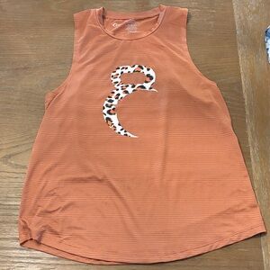 ZYIA Orange Muscle Tee with Leopard Accent